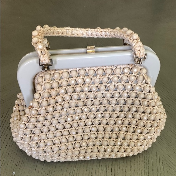 Vintage LEFCORT Elegant Cream Beaded Handbag - Picture 3 of 16